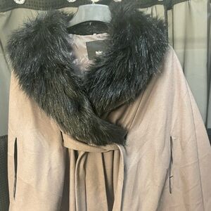 Mossimo Black Faux Fur Collared Cape